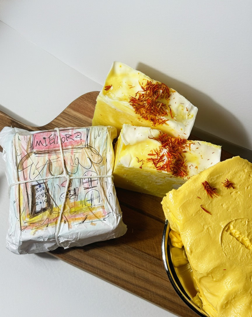 Saffron & Rosewater Cold-Process Soap (100g)