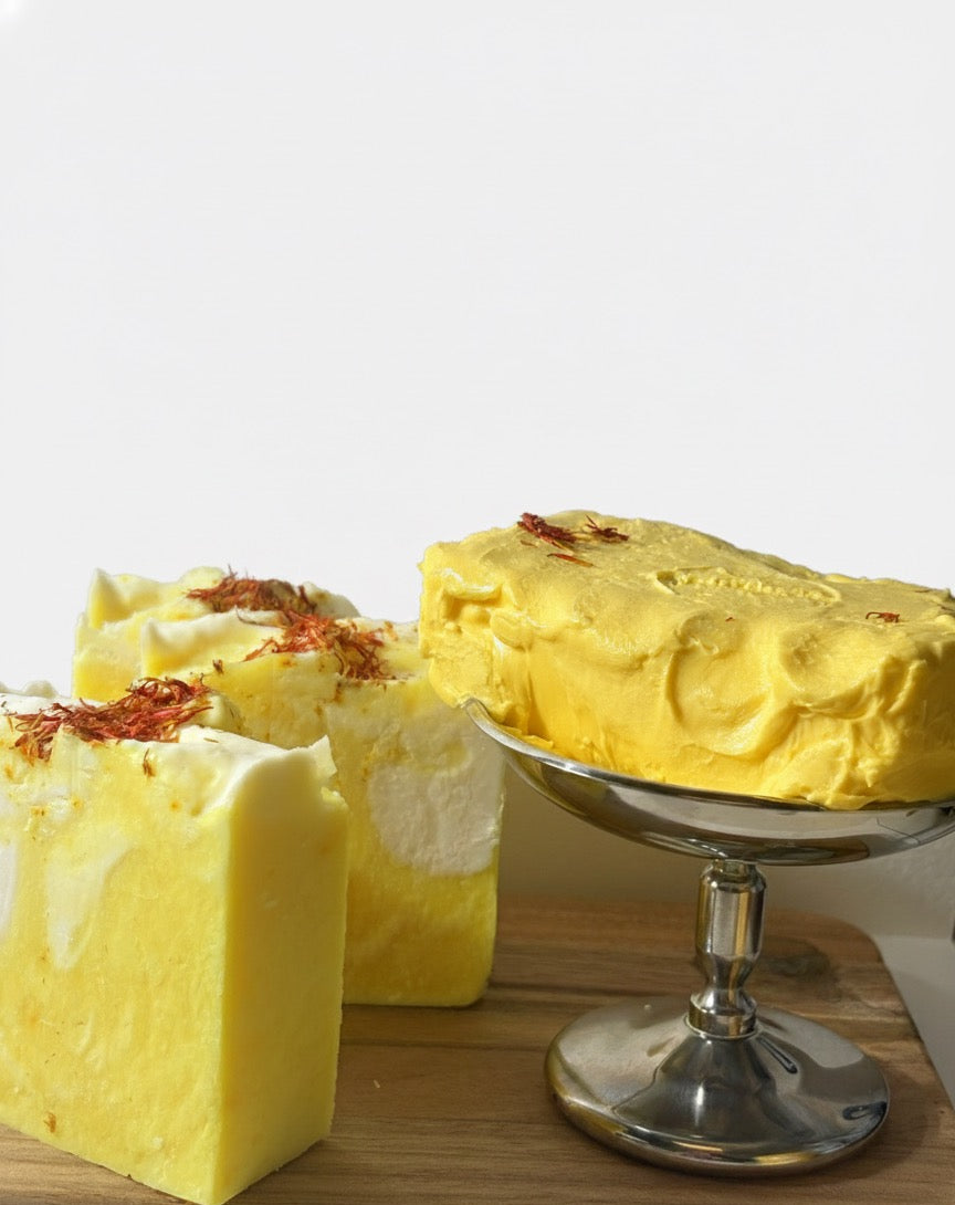 Saffron & Rosewater Cold-Process Soap (100g)